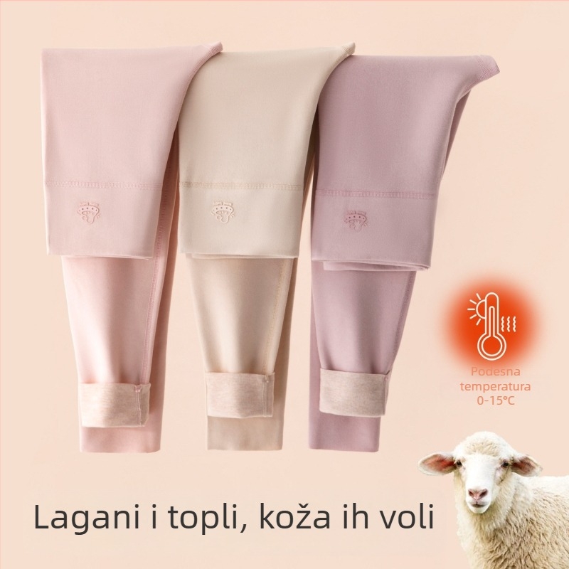 Dječje termalne hlače za jesen-zimu, visoki pojas, unutarnja podstava od vune i svile, flis unutarnja podstava, elastični pojas, za djecu 3-8 godina