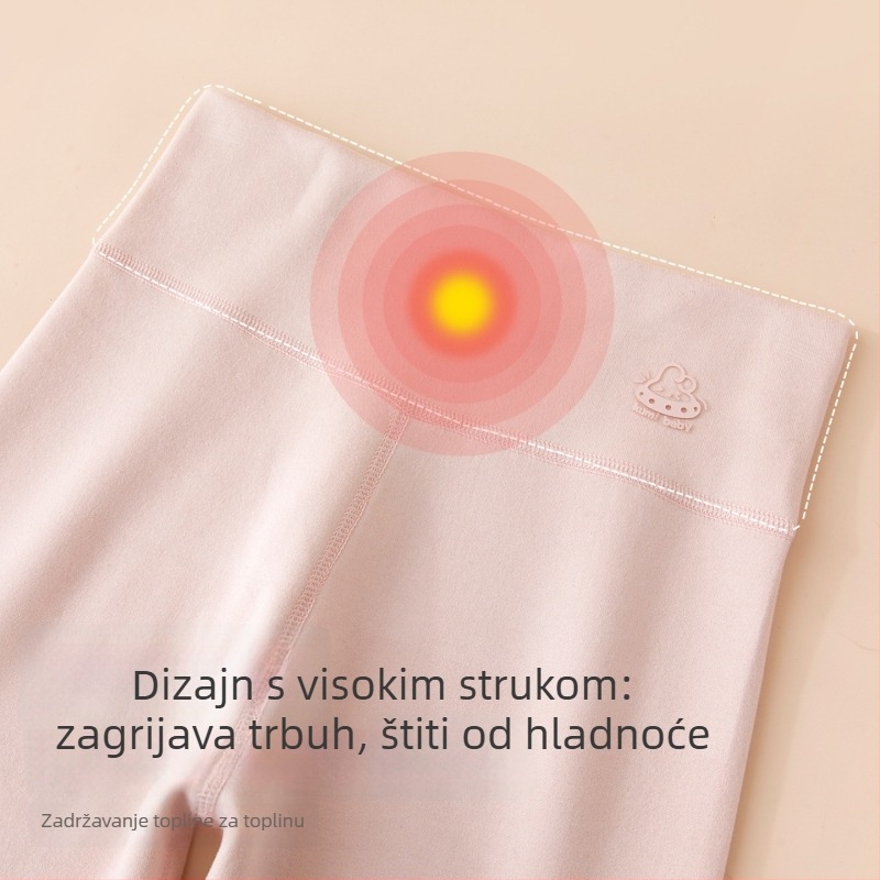 Dječje termalne hlače za jesen-zimu, visoki pojas, unutarnja podstava od vune i svile, flis unutarnja podstava, elastični pojas, za djecu 3-8 godina