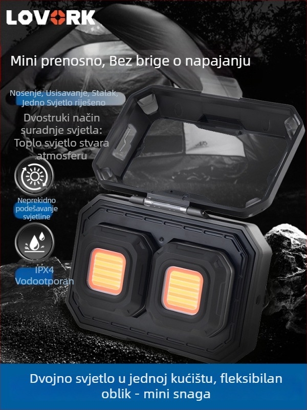Modularna LED kamping svjetiljka s dvostrukim lampama i punjivim hitnim svjetlom