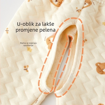 Dječje pamučne hlače s otvorom na preponama, tople za proljeće i jesen, srednji pojas, za djecu 1–3 godine