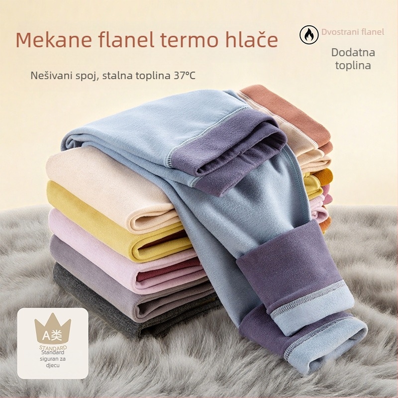 Dječje jesensko–zimske termo legice, unisex, mekani unutarnji sloj, sastav: 47,9% regenerirana celuloza, 44,1% akril, 8% elastan, uzrast 3–8 godina