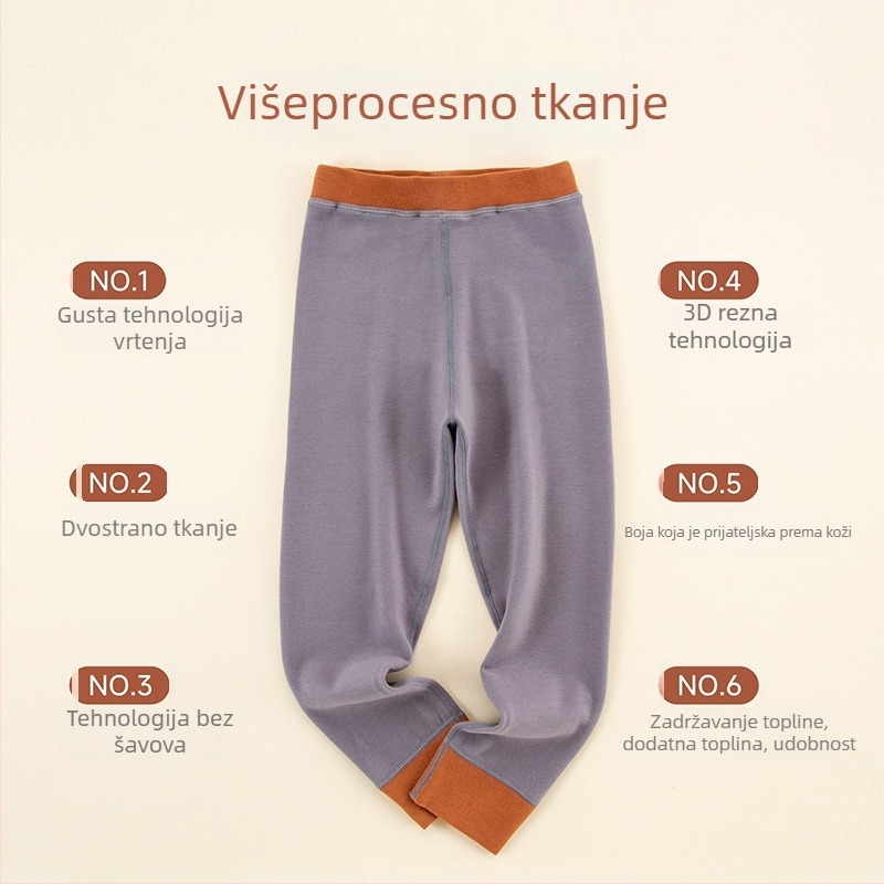 Dječje jesensko–zimske termo legice, unisex, mekani unutarnji sloj, sastav: 47,9% regenerirana celuloza, 44,1% akril, 8% elastan, uzrast 3–8 godina