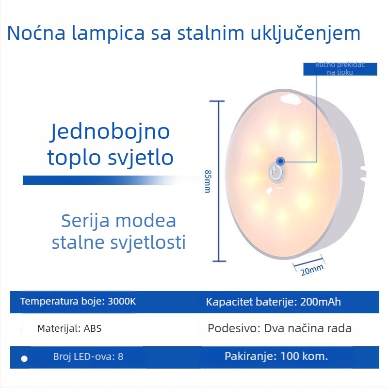 USB punjiva LED stolna lampica s gumbastim prekidačem, svjetlo za zaštitu očiju, ugrađena litijska baterija, CRI ≥90, plastično sjenilo.