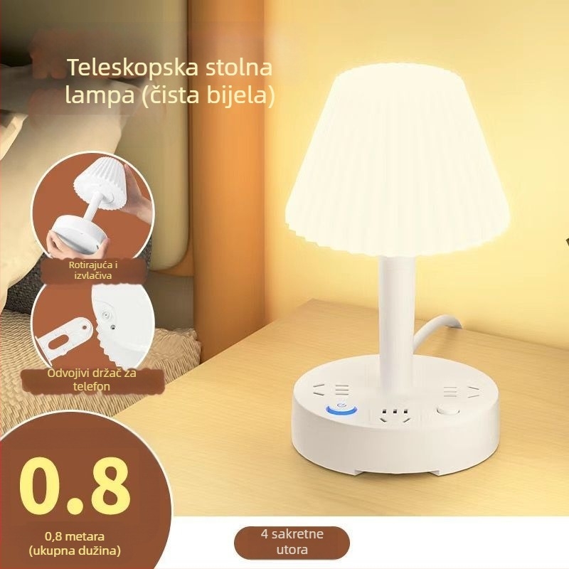 Stolna lampa za zaštitu očiju s USB priključkom i noćnim svjetlom uz krevet (CRI ≥95; Rasvjeta: nacionalna razina aa; Glasovno upravljanje; Napon: 36V ili manje; Napajanje iz utičnice)
