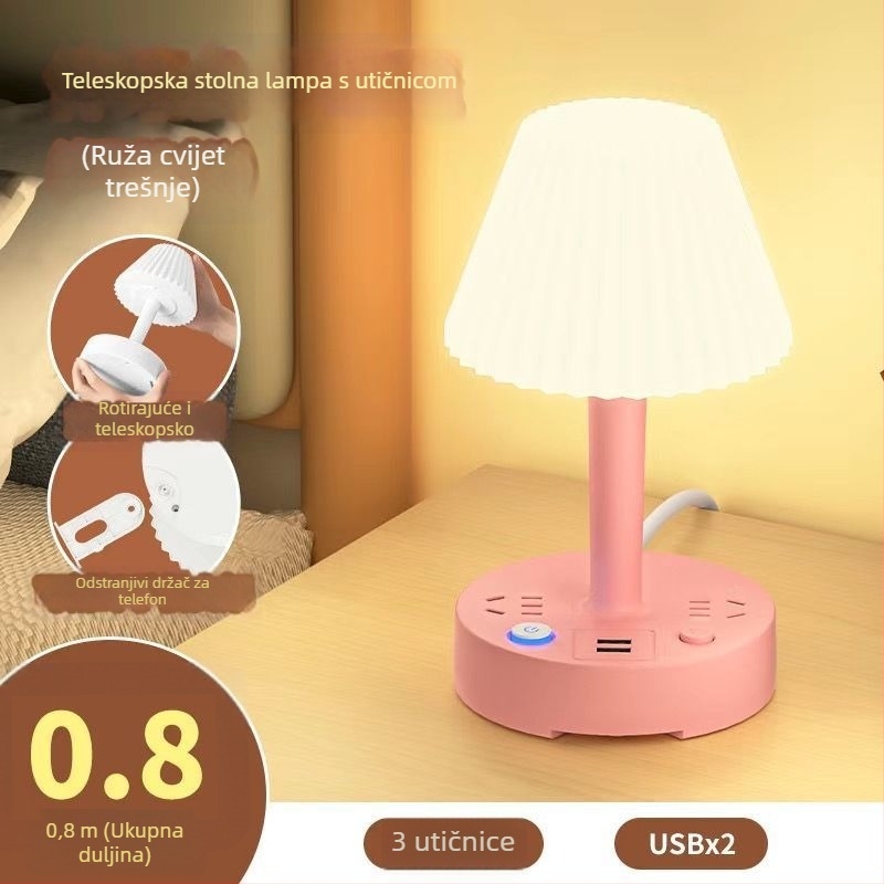 Stolna lampa za zaštitu očiju s USB priključkom i noćnim svjetlom uz krevet (CRI ≥95; Rasvjeta: nacionalna razina aa; Glasovno upravljanje; Napon: 36V ili manje; Napajanje iz utičnice)
