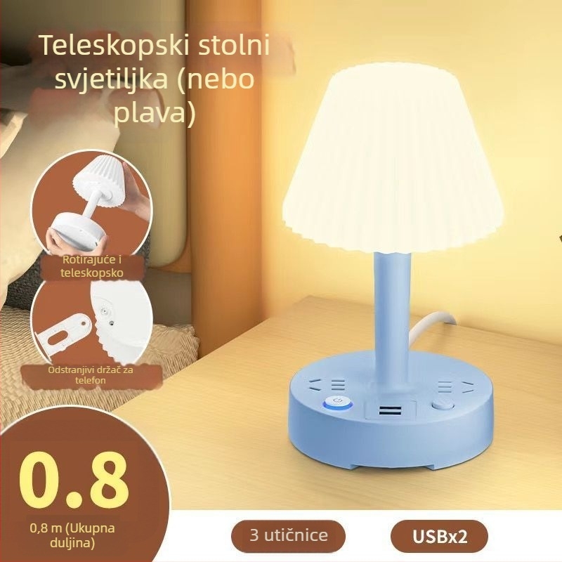 Stolna lampa za zaštitu očiju s USB priključkom i noćnim svjetlom uz krevet (CRI ≥95; Rasvjeta: nacionalna razina aa; Glasovno upravljanje; Napon: 36V ili manje; Napajanje iz utičnice)