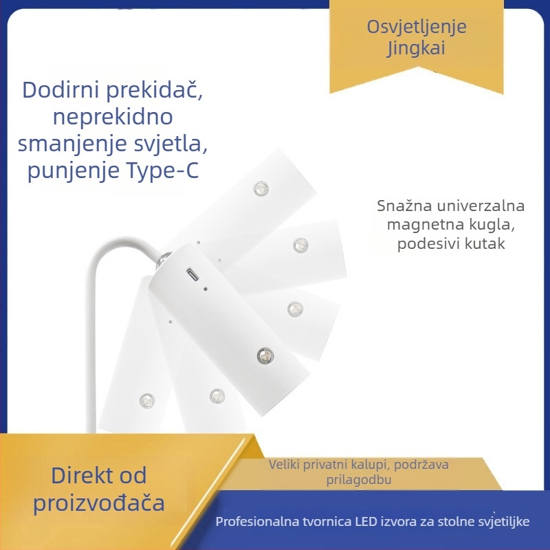 Stolna lampa s dodirnim prekidačem – čitanje, zaštita očiju, noćno svjetlo (CRI ≥95; ugrađena litijska baterija; napon ≤36V; materijal sjenila: plastika)