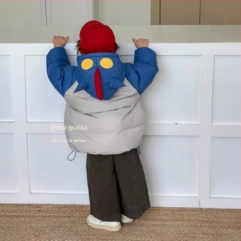 Dječja kapuljačasta jakna s perjem, korejskog stila, za dječake, srednje duljine, s punjenjem od bijelog patkanog perja