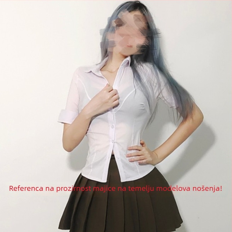 Košulja s polo ovratnikom, uska silueta, 3D uzorak, poliester-spandeks tkanina