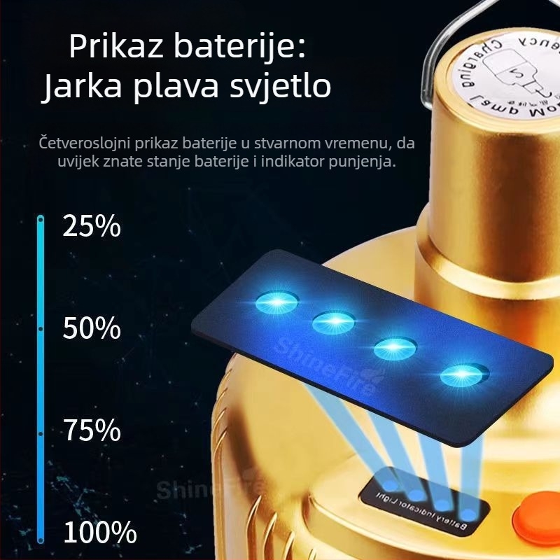 Kampersko svjetlo s žaruljom, punjivo, vodootporno, bežično, nužno vanjsko osvjetljenje