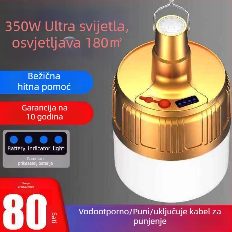 Kampersko svjetlo s žaruljom, punjivo, vodootporno, bežično, nužno vanjsko osvjetljenje