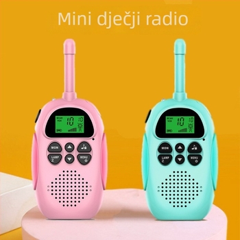 Dječji ručni mini walkie-talkie s dometom do 3 km, 22 kanala, litijska baterija 600 mAh, zaslon, anti-smetnje