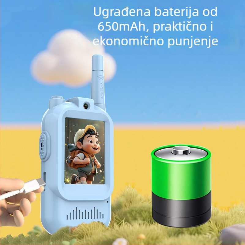 Mini bežični dječji video-interkom s displejem – domet ispod 1,5 km, RF izlazna snaga 1, litijeva baterija 400 mAh, 2G mreža