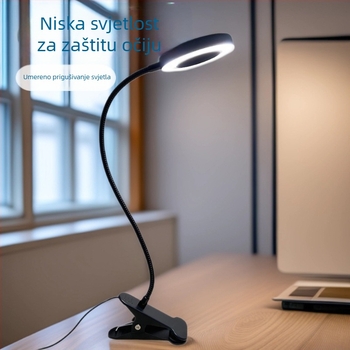 LED clip-on stolna lampa za zaštitu očiju, za učenje i čitanje, tetoviranje i njegu noktiju, rasvjeta za selfie, povećalo — USB napajanje, kućište od aluminijske legure, tijelo od aluminija+PC