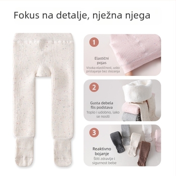 Dječje leggice za djevojčice s koralnim flisom, 73% pamuk, visoki struk, jesen-zima, za uzrast 1–3 godina (Model 858)