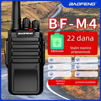 Baofeng BF-M4 prijenosni radio, 5W, 400-470MHz, 16 kanala, 5800mAh baterija, 22 dana pripravnosti