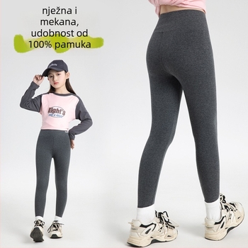 Dječje flis leggings za jesen-zimu s uzorkom žraloka, visokim strukom, duljina 9/10, 91% pamuk, anti-pilling