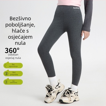 Dječje flis leggings za jesen-zimu s uzorkom žraloka, visokim strukom, duljina 9/10, 91% pamuk, anti-pilling