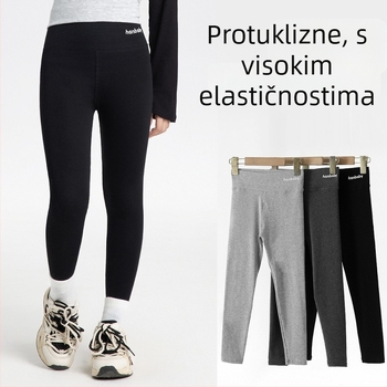 Dječje flis leggings za jesen-zimu s uzorkom žraloka, visokim strukom, duljina 9/10, 91% pamuk, anti-pilling
