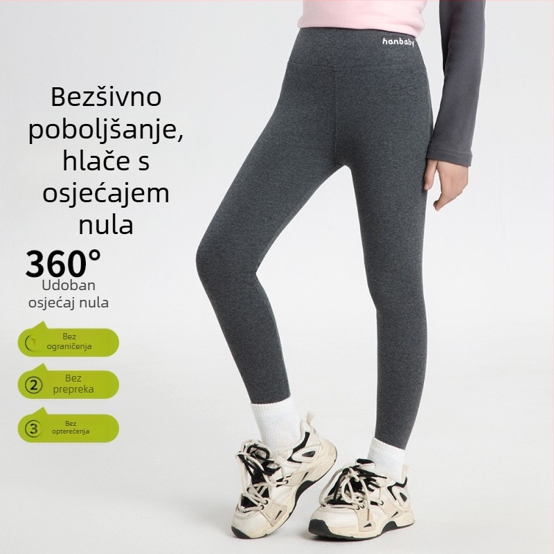 Dječje flis leggings za jesen-zimu s uzorkom žraloka, visokim strukom, duljina 9/10, 91% pamuk, anti-pilling