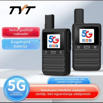TYT K118 dvosmjerni radio, mreža 5G/4G/3G/2G, teorijski domet >50 km, baterija Li-ion 3000 mAh, zaslon, otporno na prašinu