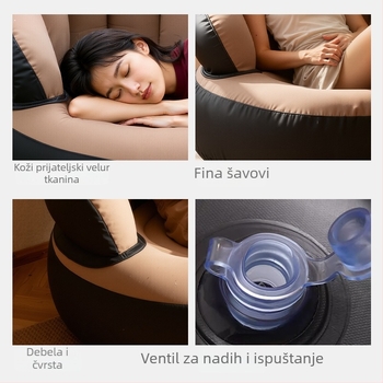 PVC napuhani jednosjedni kauč za kućnu, uredsku i vanjsku upotrebu; pogodan za bebe, djecu i odrasle; težina 900 g