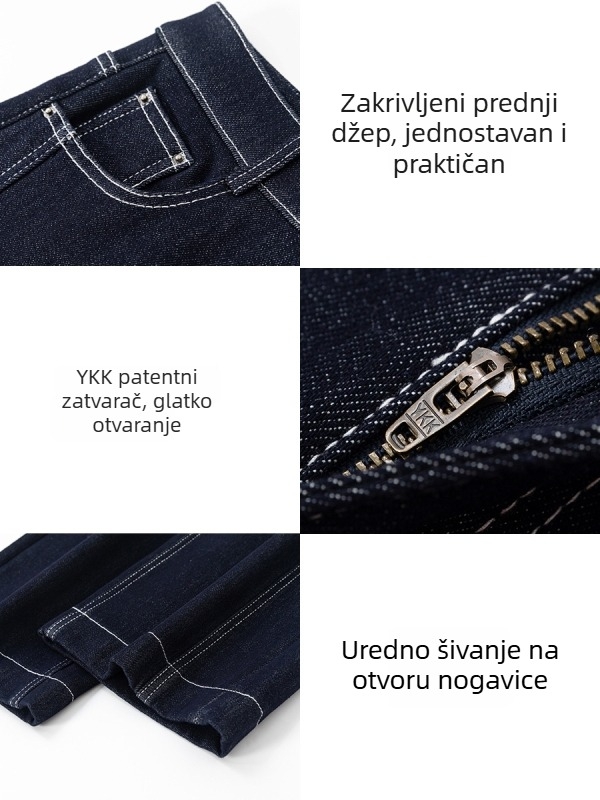 Ženske traperice s visokim strukom, fleece podstavljene, denim od pamuka i elastina, ravne nogavice, duljina 9/10, zimska 2025