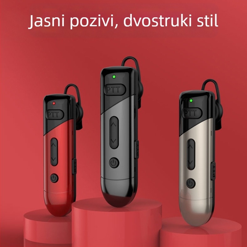 Ušni Bluetooth interkom – mini bežični komunikator za salone ljepote, 16 kanala, domet 1,5–3 km, baterija 560 mAh, bez zaslona