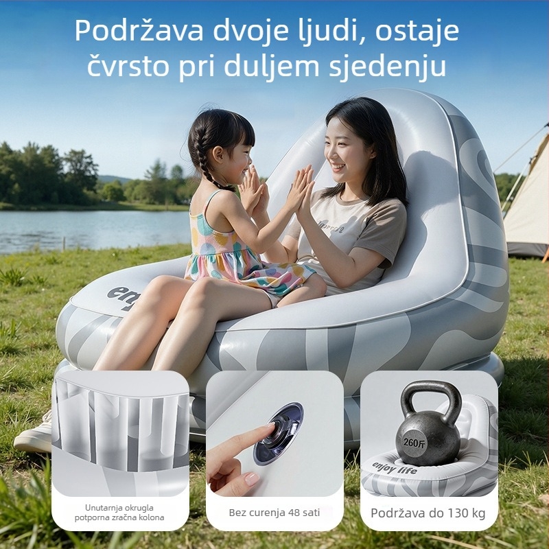 Vanjska napuhiva sofa - ekološki prihvatljiv PVC, 30 Denier, 1,55 kg, prilagodljiva za kampiranje