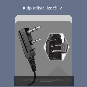 DuoMSera kabel za slušalice za radio, univerzalni K-head priključak, PTT gumb, protuklizni, domet do 1,5 km