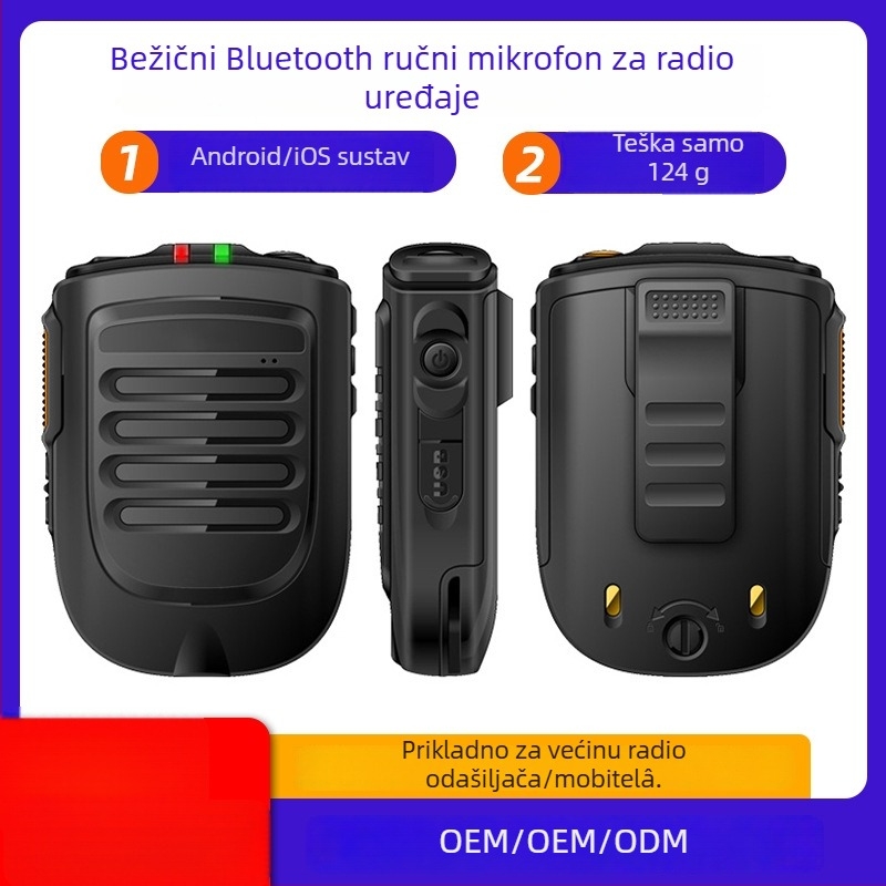 Automobilski bežični Bluetooth interkom mikrofon, ručni, 2000mAh litijska baterija, domet do 1,5 km