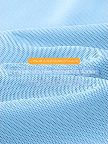 Polo majica s antibakterijskim ekstraktom mente, prozračan tanak Ice Silk materijal, 100% poliester, kratki rukavi, prilagodljiv kroj, ljeto 2025