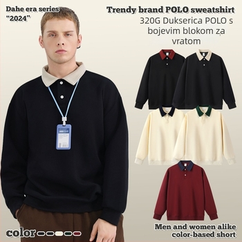 Polo majica - preppy stil, labav kroj, dugi rukavi, pamučna tkanina, detalj kolaža