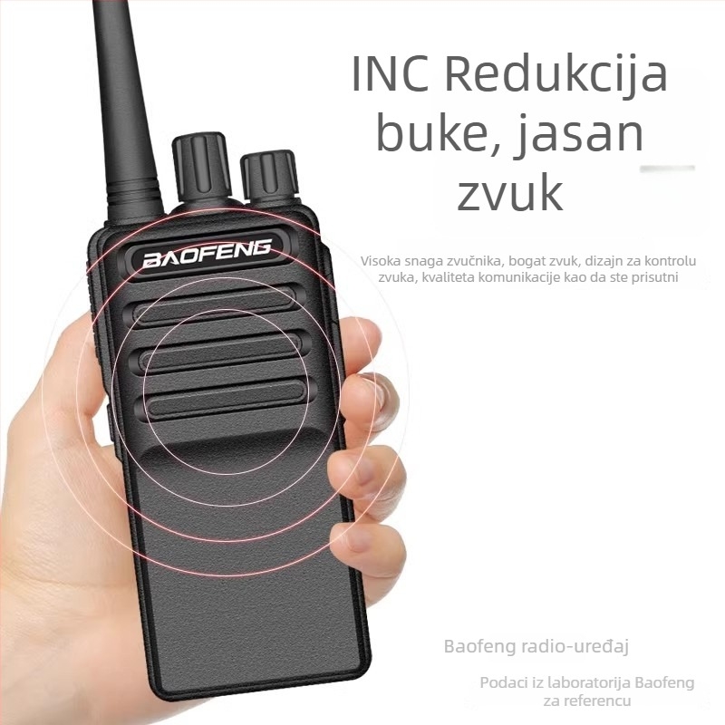Baofeng ručna radio-postaja, 8W izlazne snage, 16 kanala, doseg 3-5 km (teoretski do 10 km), Li‑ion baterija 3800 mAh