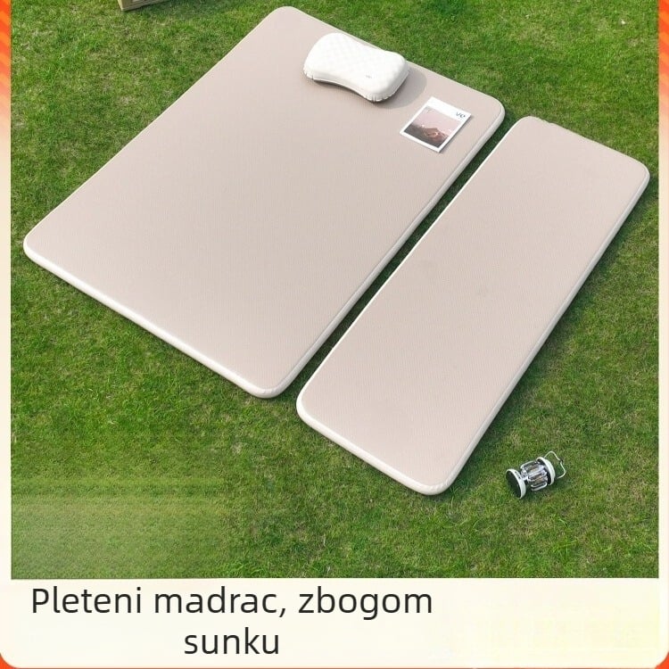 Naduvivi madrac za kampiranje s četkanom površinom; prenosni madrac za vanjsku i kućnu upotrebu; površina od kompozitne tkanine
