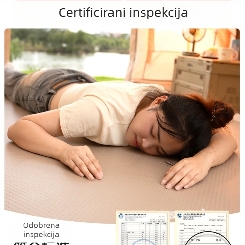 Naduvivi madrac za kampiranje s četkanom površinom; prenosni madrac za vanjsku i kućnu upotrebu; površina od kompozitne tkanine