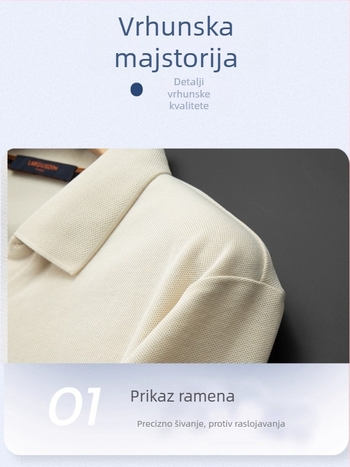 Polo majica sa Seagull ovratnikom, kratki rukav, uski kroj, 63% pamuk / 37% poliester, otporna na nabore