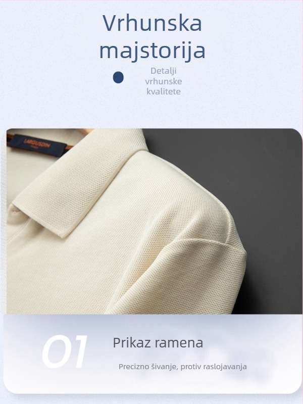 Polo majica sa Seagull ovratnikom, kratki rukav, uski kroj, 63% pamuk / 37% poliester, otporna na nabore