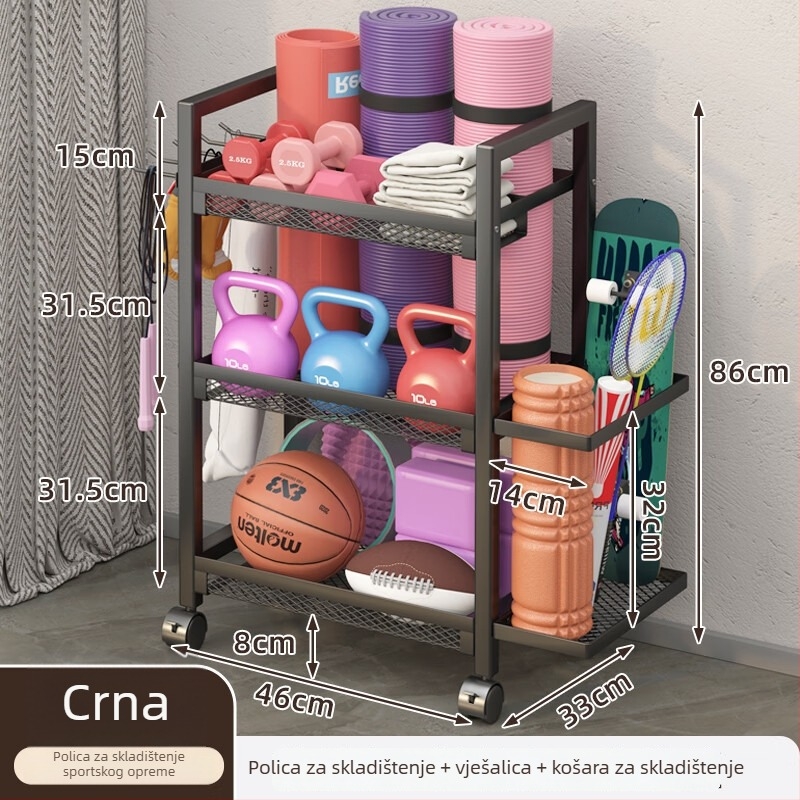 Košara za pohranu fitness opreme, model ZA, željezna konstrukcija, minimalistički stil, 1 komad