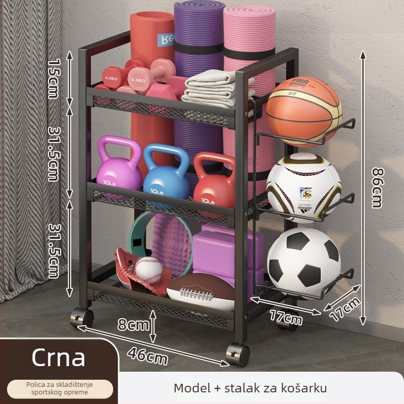 Košara za pohranu fitness opreme, model ZA, željezna konstrukcija, minimalistički stil, 1 komad