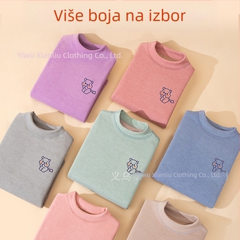 Dječji termalni set za gornje i donje rublje, fleece podstava, debeli, okrugli ovratnik, crtani uzorak, zima