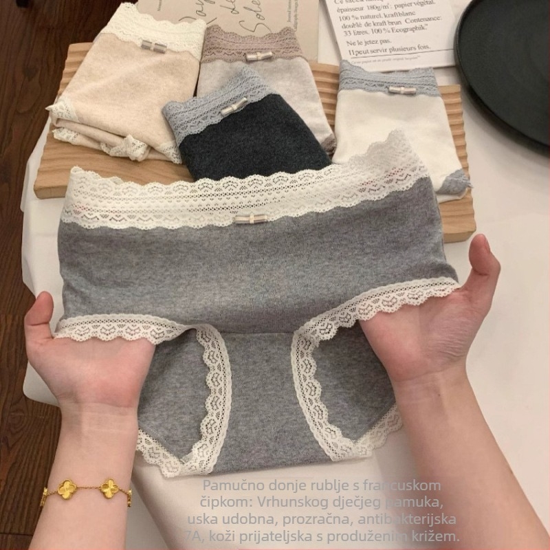 Ženske gaćice od pamuka, antibakterijske i prozračne, žakard tkanina, glavni materijal 90–95% pamuk, podstava prepona 100% pamuk, za sve sezone