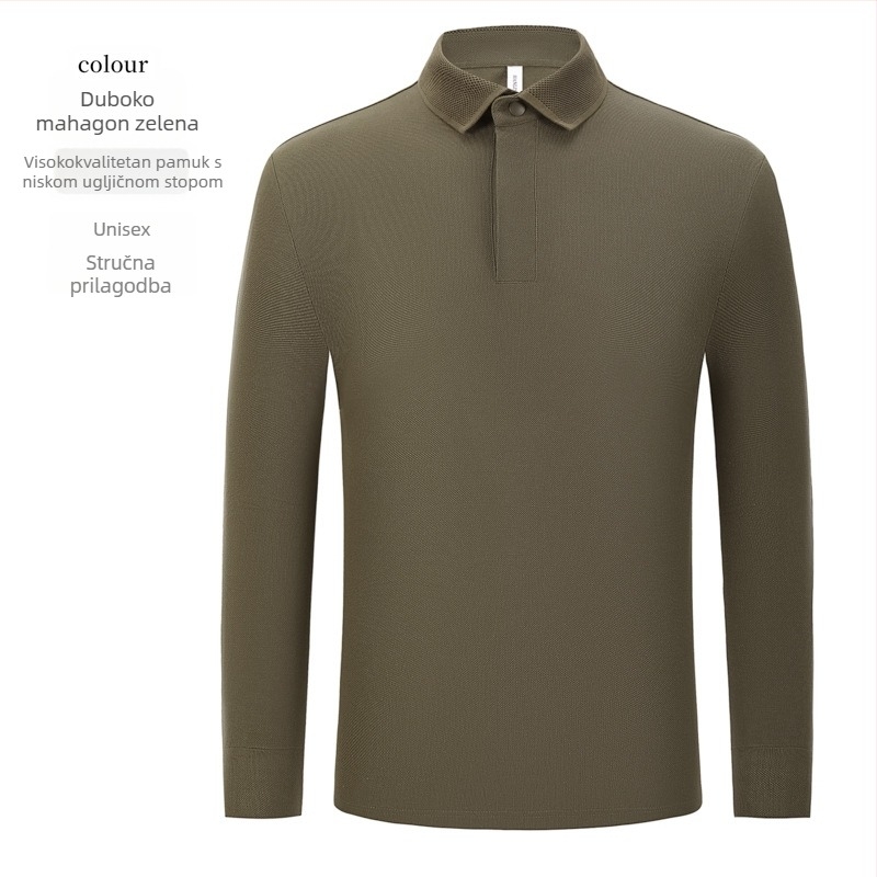 Unisex polo majica s dugim rukavima, uska kroja, 100% pamuk, izvezen logotip