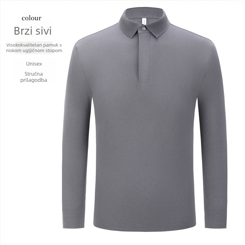 Unisex polo majica s dugim rukavima, uska kroja, 100% pamuk, izvezen logotip