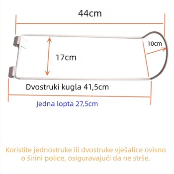 Stalak za lopte s jednim izložbenim dijelom i dvostrukim kukama za sportske potrebe