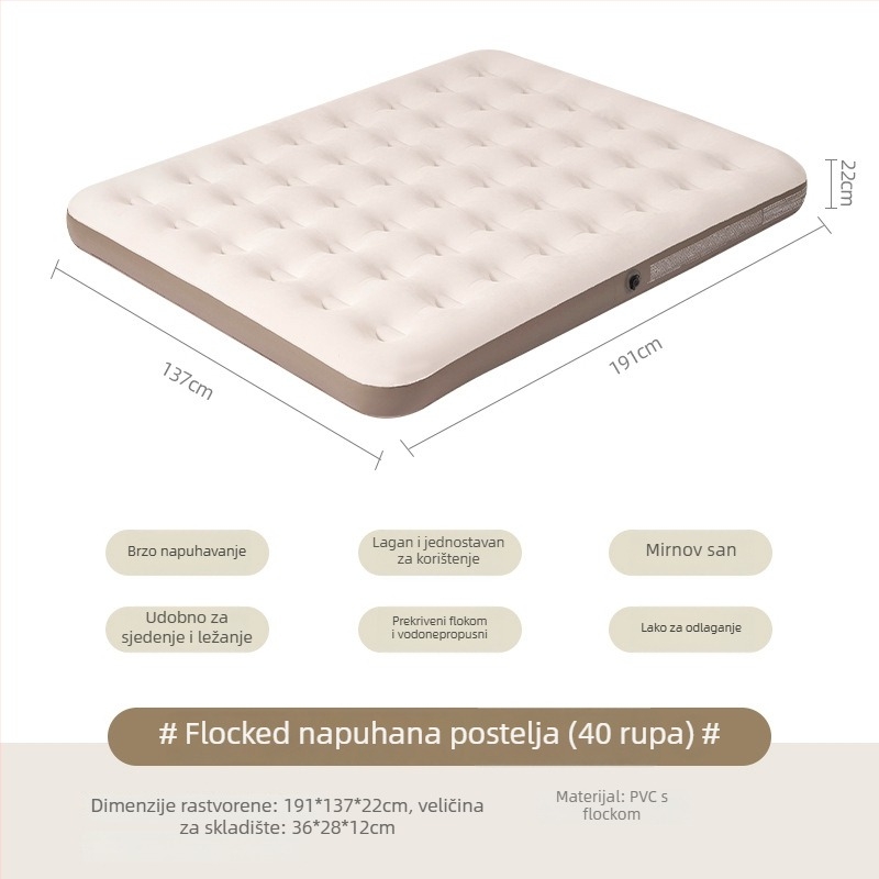 Arctic Wolf Vanjski dvostruki nafukljivi madrac za kampiranje, težina 4 kg, nosivost 500 kg