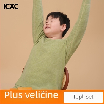 Dječji zimski termo komplet za gornje i donje rublje, labav kroj, pleteni poliester 93,4%, okrugli vrat, unisex, za djecu 8+ godina