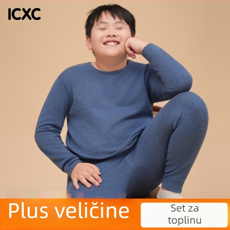 Dječji zimski termo komplet za gornje i donje rublje, labav kroj, pleteni poliester 93,4%, okrugli vrat, unisex, za djecu 8+ godina