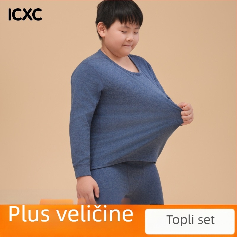 Dječji zimski termo komplet za gornje i donje rublje, labav kroj, pleteni poliester 93,4%, okrugli vrat, unisex, za djecu 8+ godina