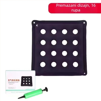 Nafuknuta jastučnica za invalidska kolica s podrškom bedrenog područja, gotovo kvadratnog oblika, 6+ masažnih glava s tlakom zraka, jednofazno upravljanje, PU koža.